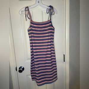 American Eagle Striped Ribbed Tie Strap A-Line Mini Dress | Size M | NWT